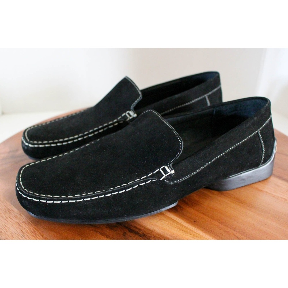 Gordon Rush Shoes Mens 9 Black Suede Slip On Loafers Moc Toe Drivers